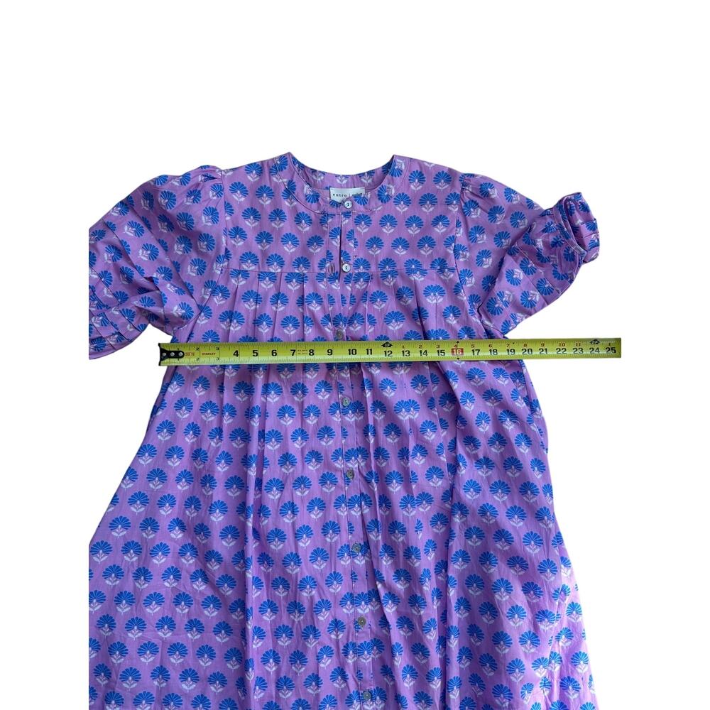 Entro NWT Purple Cotton Babydoll Mini Dress with Puff Sleeves Sz M - Picture 6 of 10